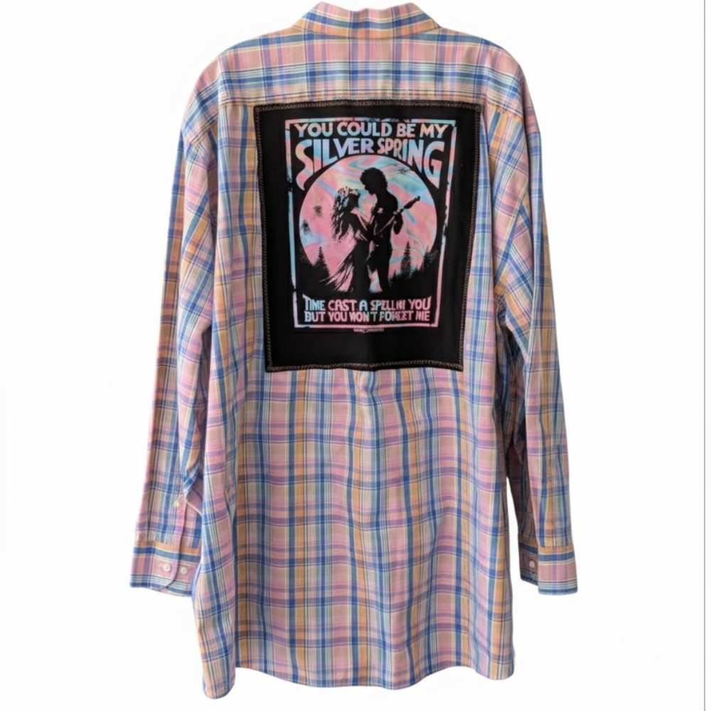 Stevie Nicks Silver Springs Upcycled Plaid Shirt Hand Crafted